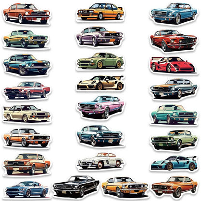 American Retrofit Racing Cars Stickers 50 pcs