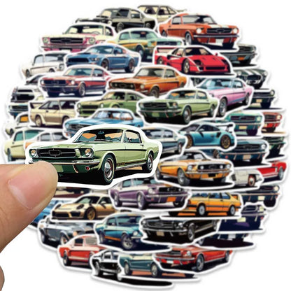 American Retrofit Racing Cars Stickers 50 pcs